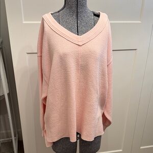 Aerie Soft Pink V-Neck Sweater